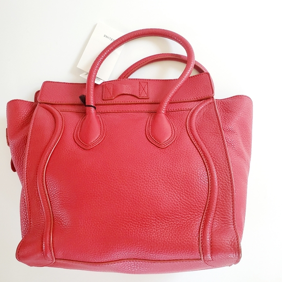 NEW Mini Celine Luggage Red Leather Handbag - Picture 6 of 10
